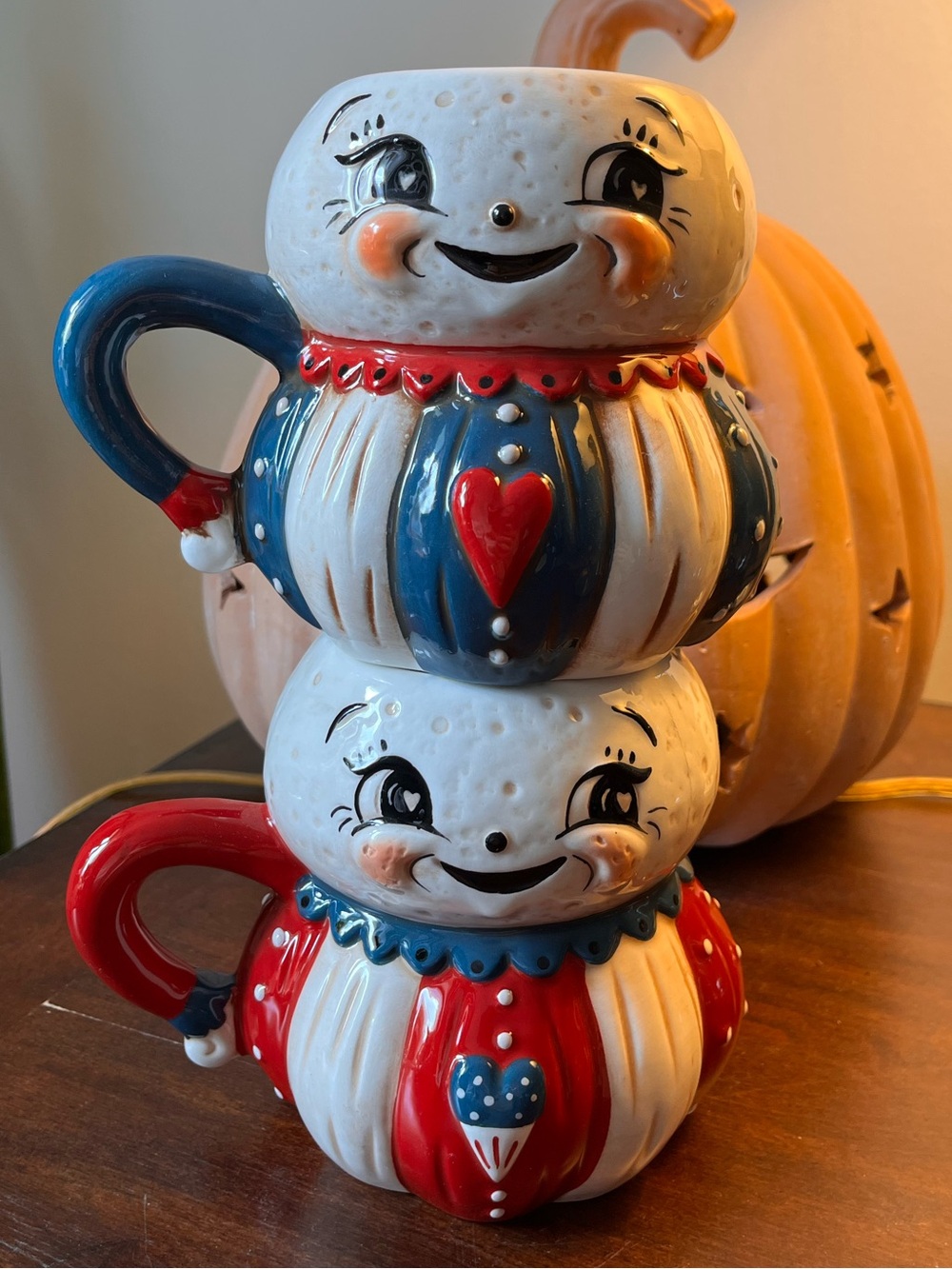Johanna Parker Luna Moon Mugs 4th of July Americana Ceramic Mugs Red White Blue